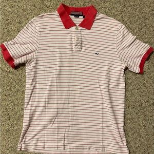 Vineyard Vines - Collared Shirt. 
Size - Large. 
Color - White & Pink.